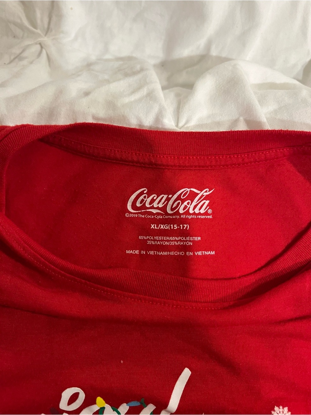 Coca-Cola Red Holiday Polar Bear Tee with White Snowflake Print - Picture 6 of 8